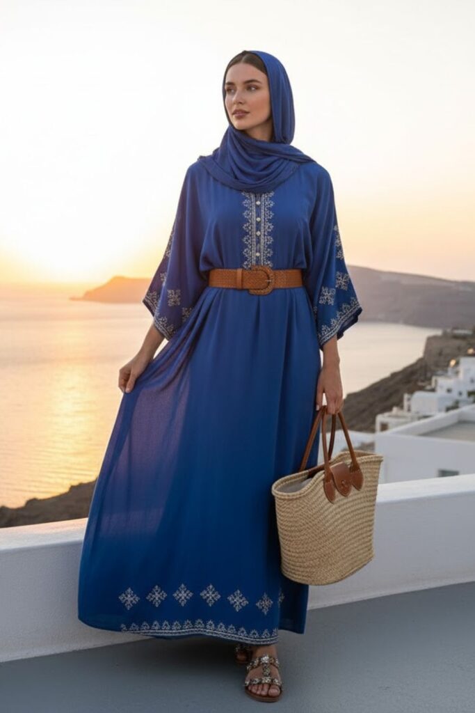 Kaftan-Inspired Dress with Belt