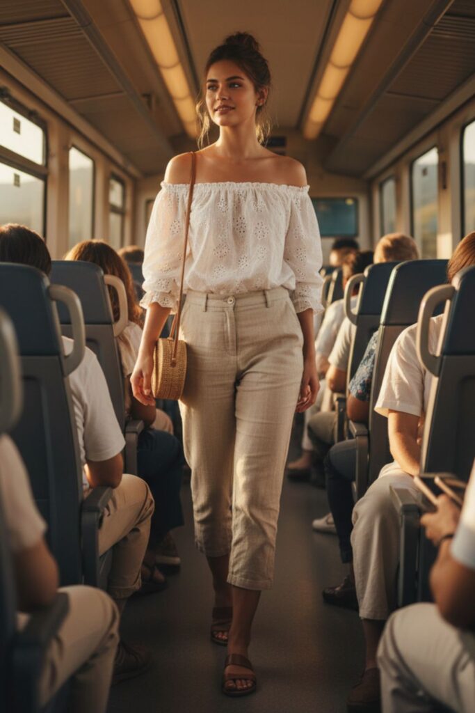 Lightweight Blouse with Capri Pants