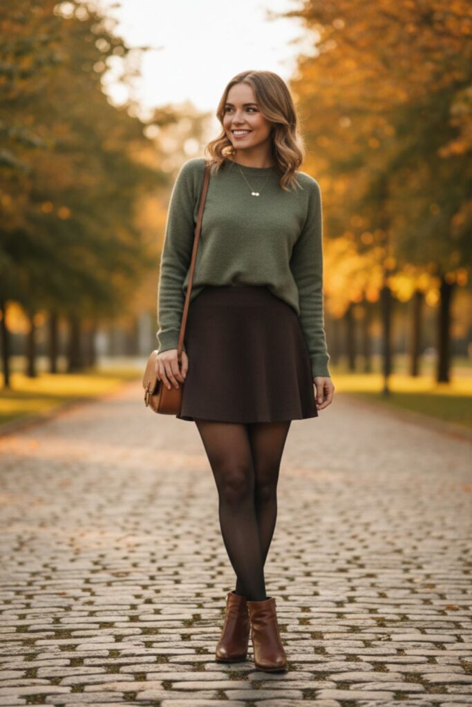 Lightweight Sweater with Skirt and Tights