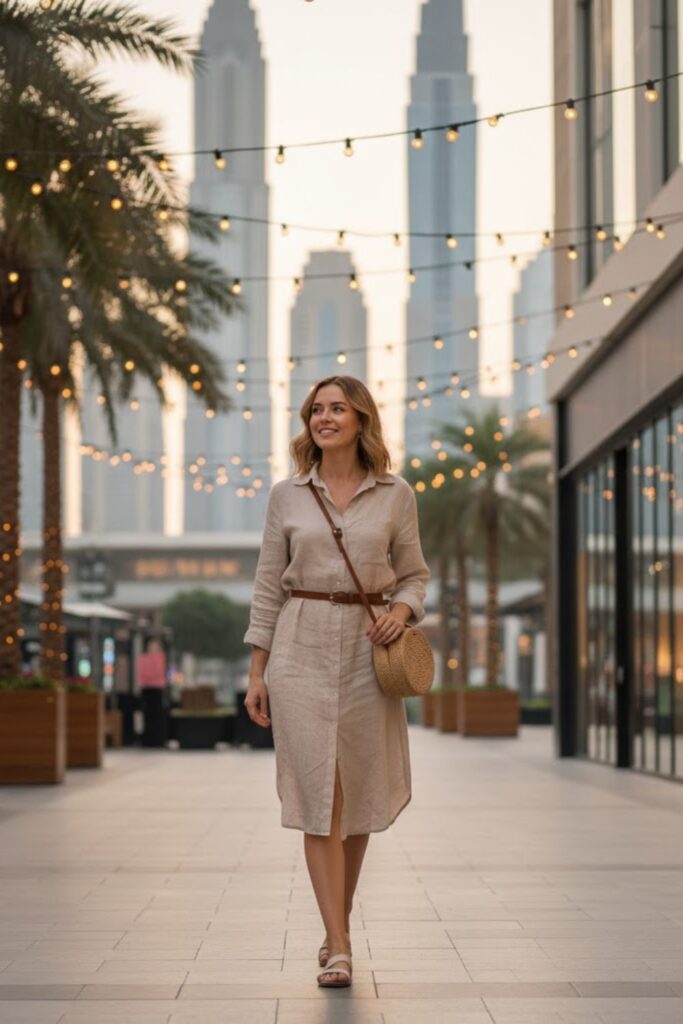 Linen Shirt Dress with Belt