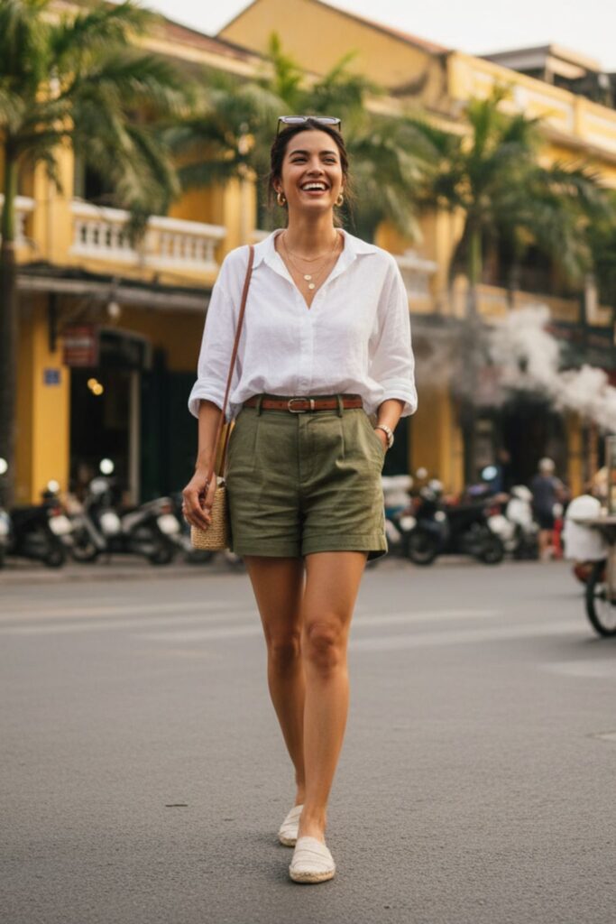 Linen Shirt with Tailored Shorts
