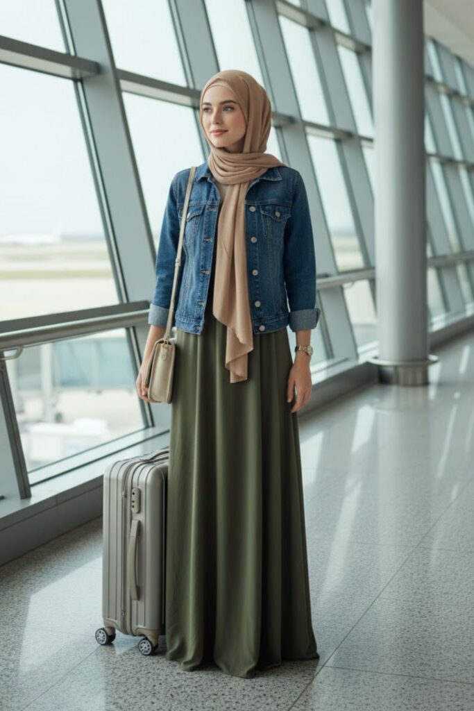 Maxi Dress with Denim Jacket