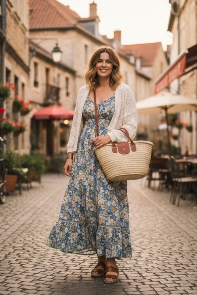 Maxi Dress with Lightweight Cardigan