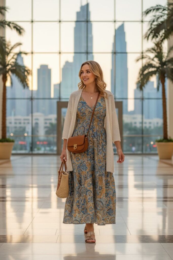Maxi Dress with Lightweight Cardigan