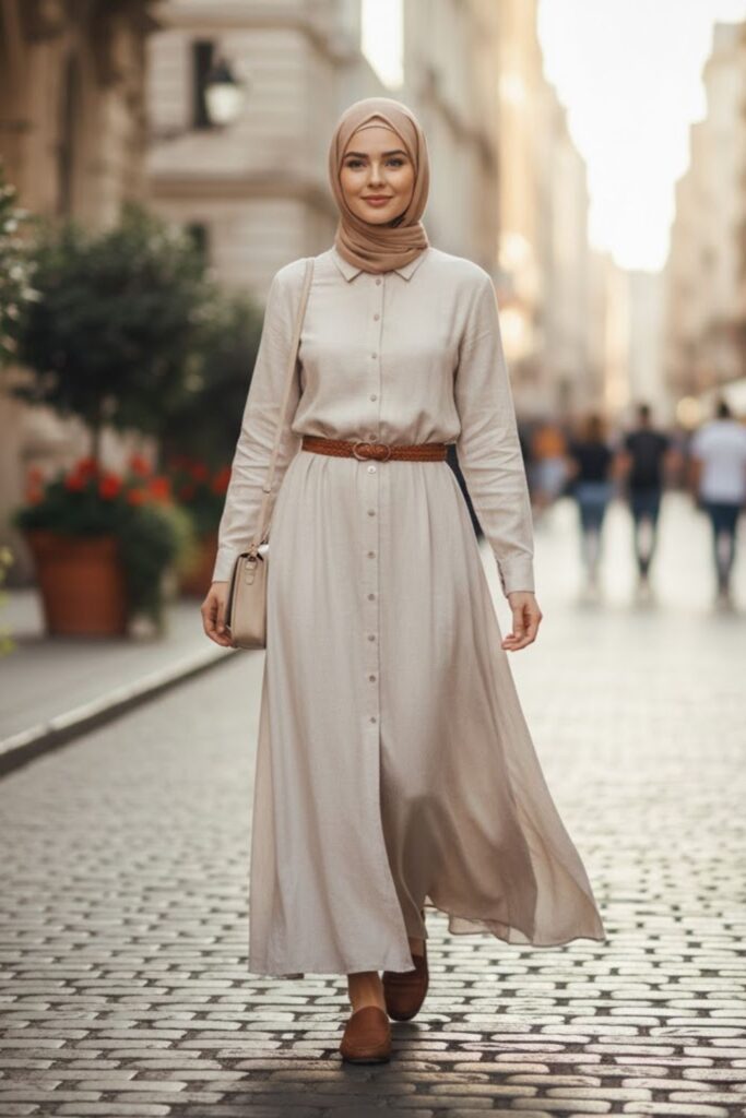 Maxi Shirt Dress with Belt