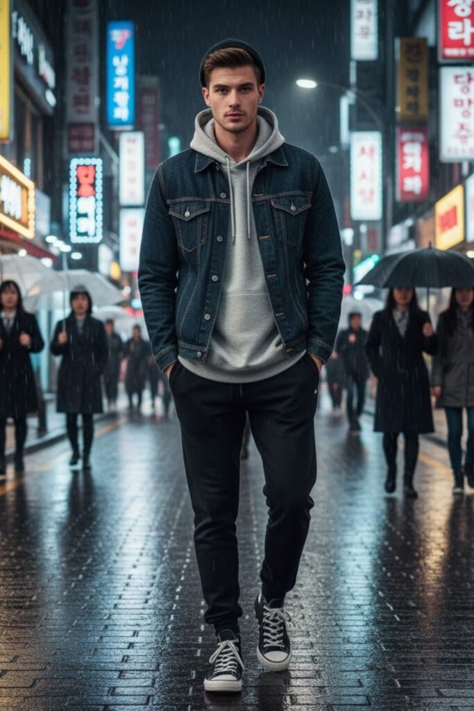 Oversized Hoodie with Layered Jacket