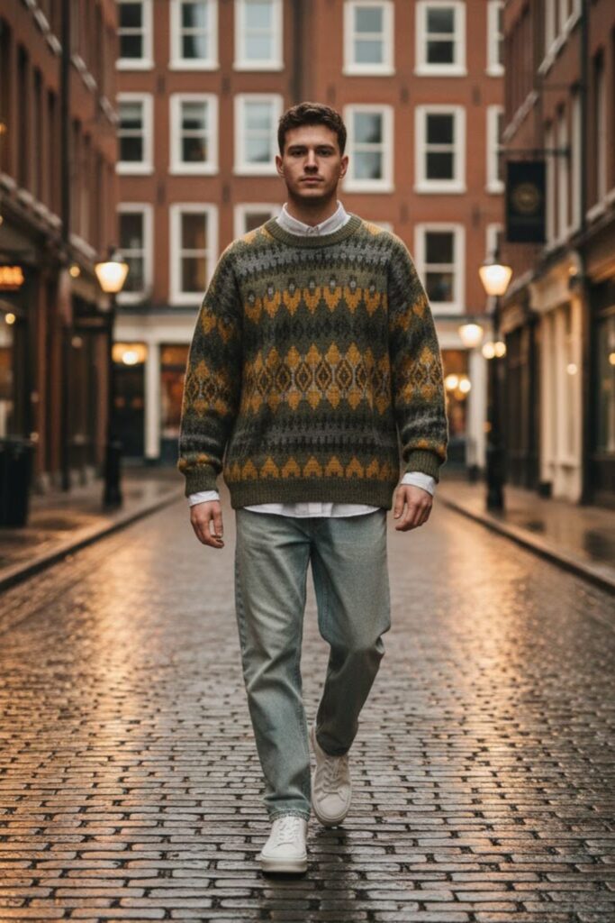 Oversized Sweater with Loose-Fit Jeans