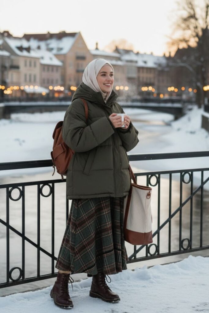 Puffer Jacket with Long Skirt