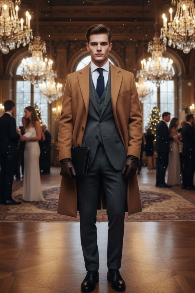  Ralph Lauren Suit with Overcoat and Leather Gloves