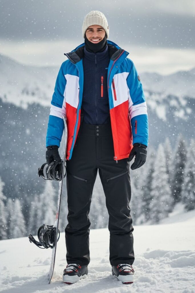 Ski Jacket with Fleece Mid-Layer and Snow Bibs