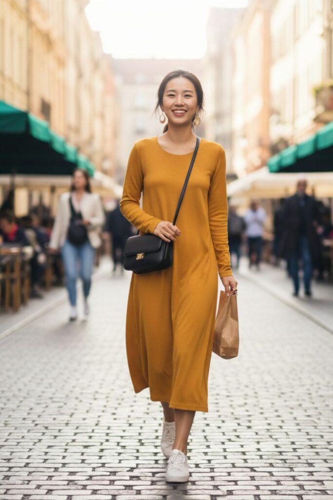 Soft Jersey Dress with Sneakers