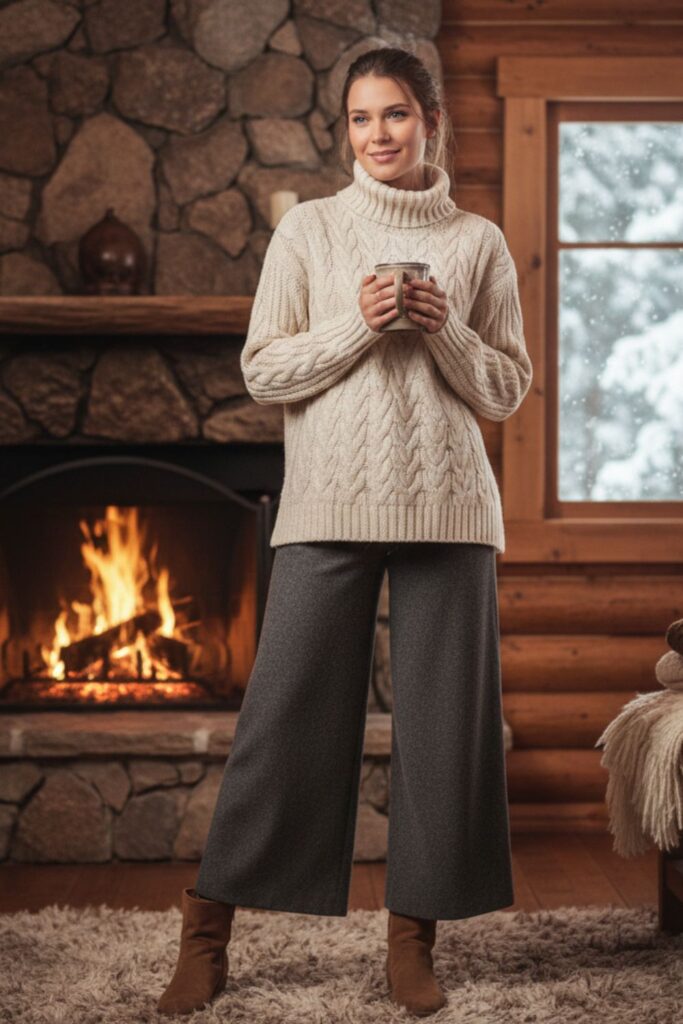 Sweater with Wide-Leg Pants