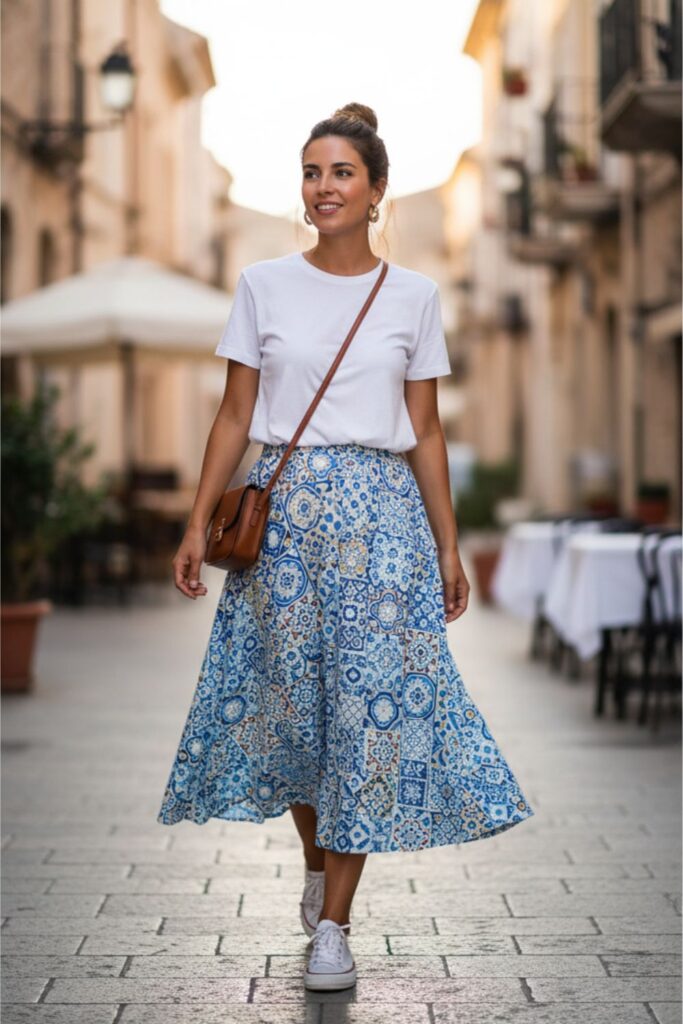 T-Shirt with Midi Skirt