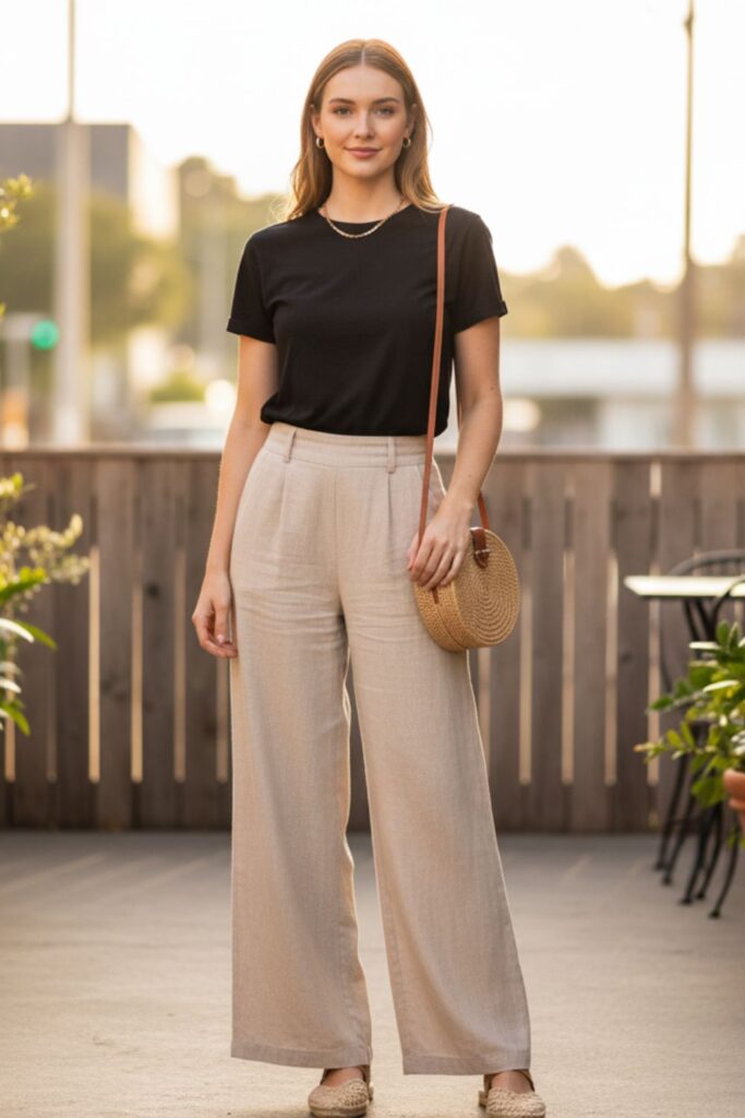 T-Shirt with Wide-Leg Pants
