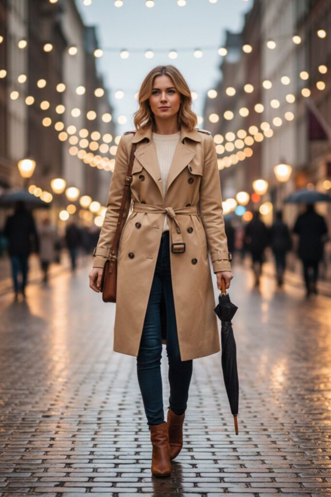 Trench Coat with Skinny Jeans