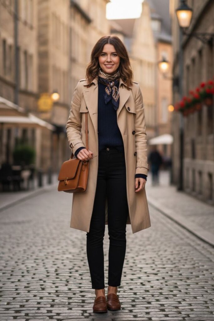 Trench Coat with Slim Trousers
