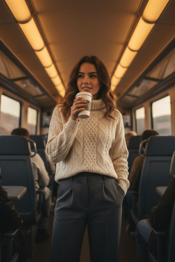 Turtleneck Sweater with Wide-Leg Pants