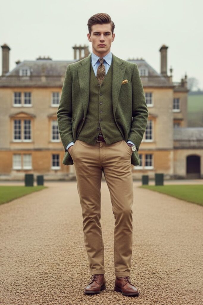 Tweed Blazer with Oxford Shirt and Chinos