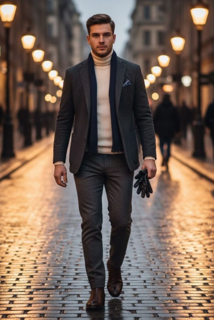 Wool Blazer with Knit Pants