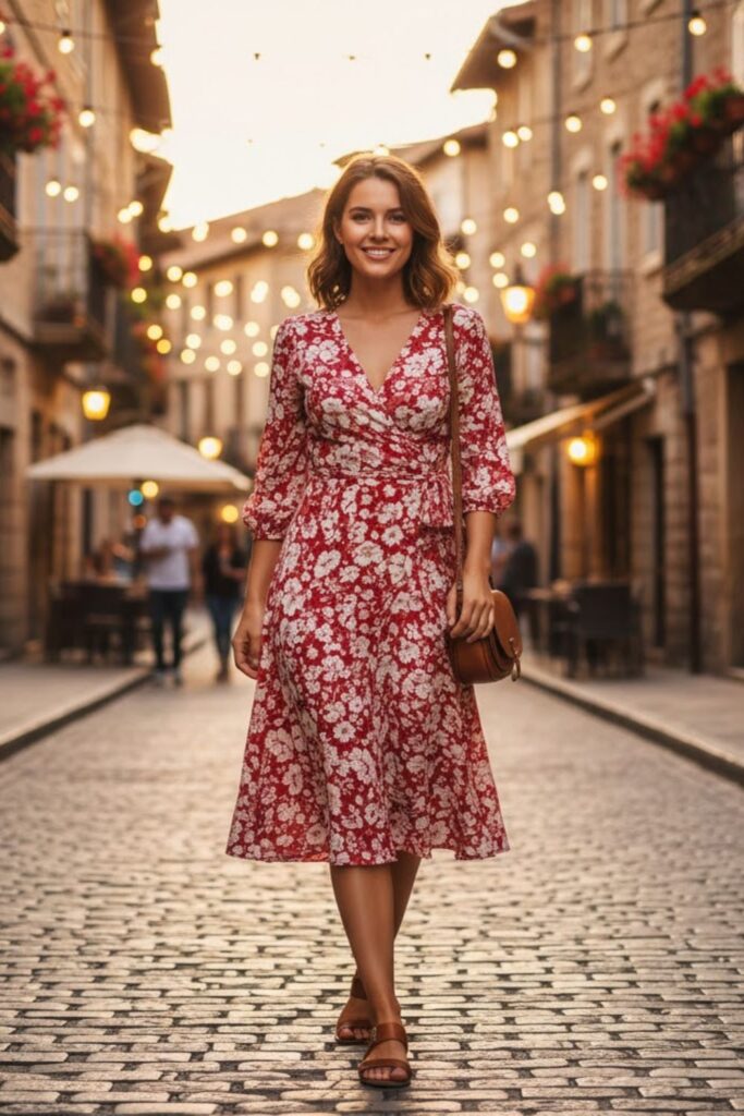 Wrap Dress with Comfortable Flats