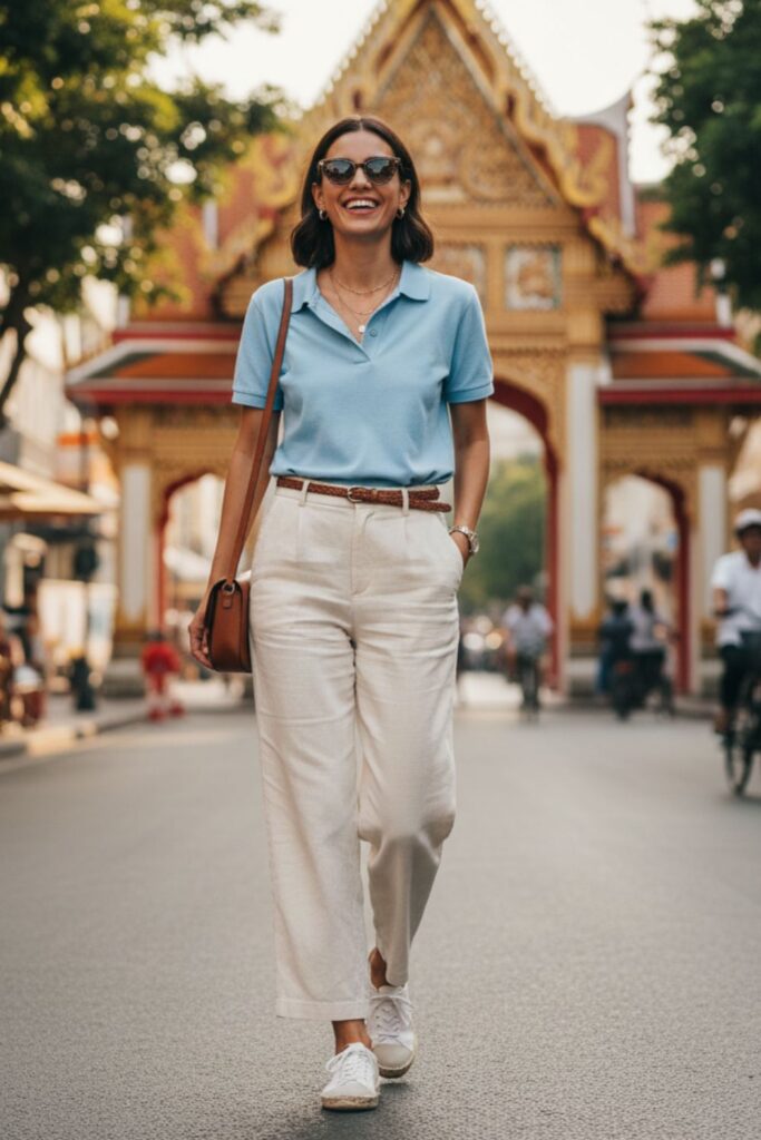 Polo Shirt with Linen Pants