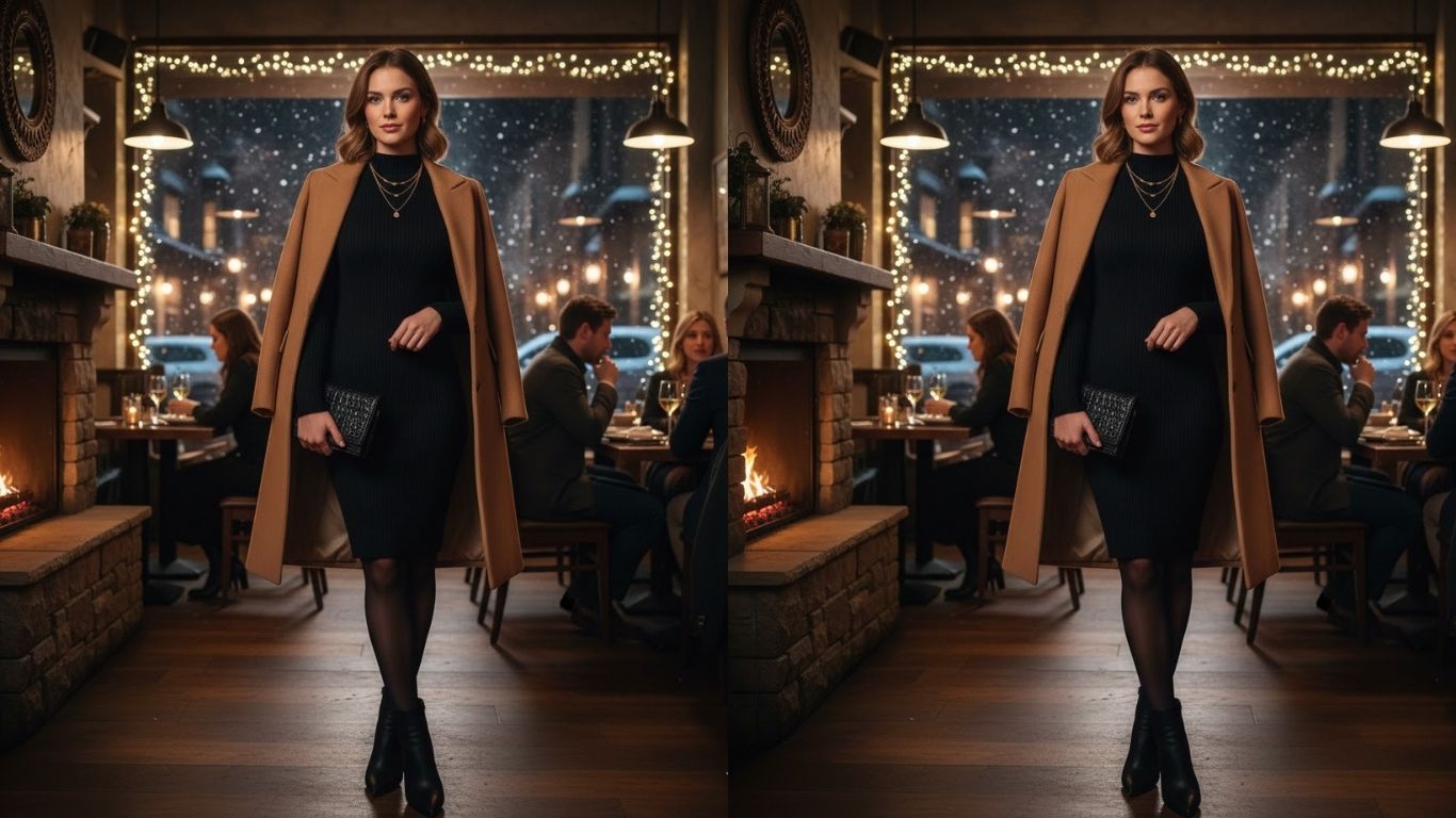 15 Black Dress Date Night Outfit Winter Ideas: Warm, Stylish,&Looks