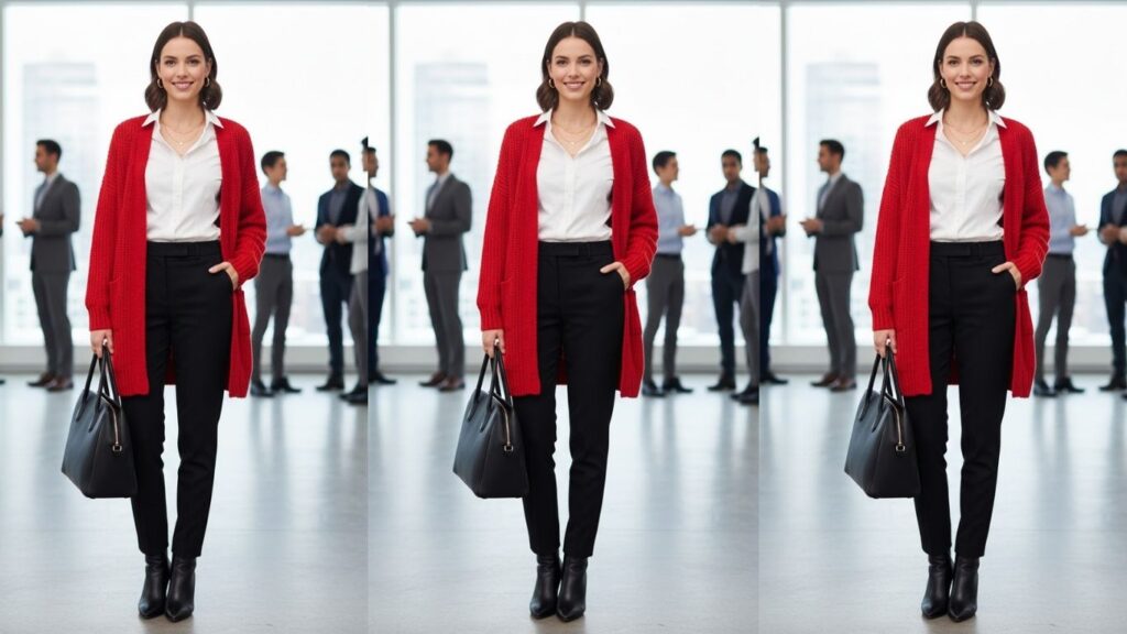 15 Red Cardigan Outfit Winter Work