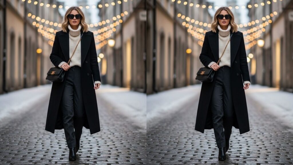 15 Black Coat Outfit Winter Ideas 