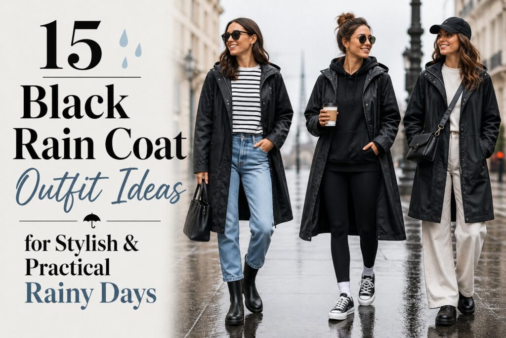 15 Black Rain Coat Outfit Ideas