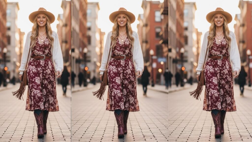 15 Burgundy Cowboy Boots Outfit Ideas