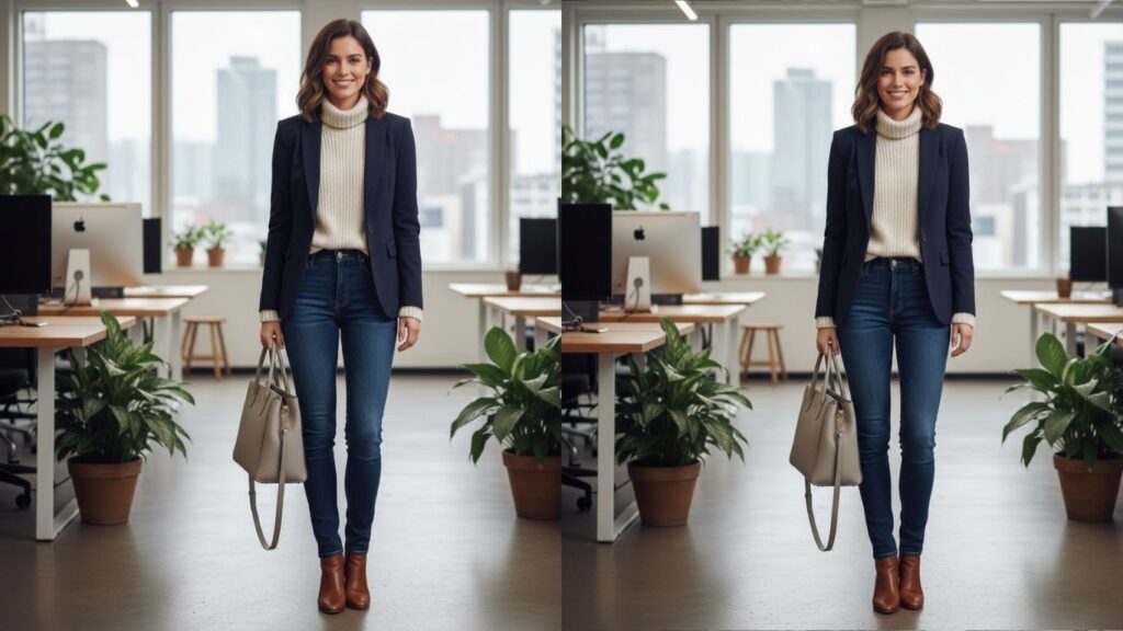 15 Jeans Office Outfit Winter Ideas