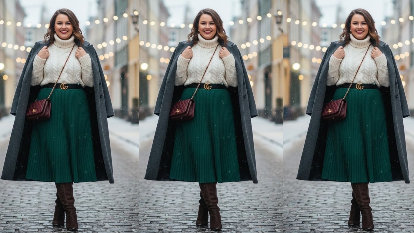 15 Plus Size Pleated Skirt Outfits for Stylish & Cozy Winter Days