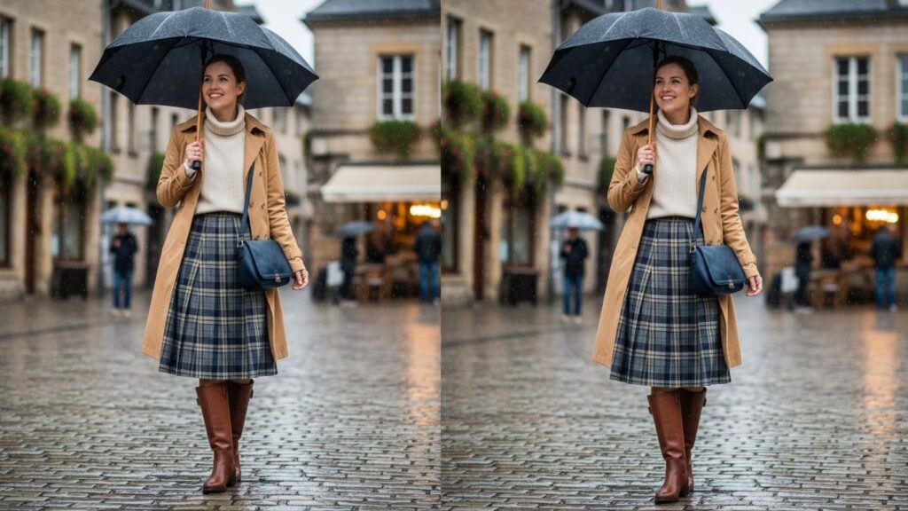 15 Rainy Day Skirt Outfit Ideas