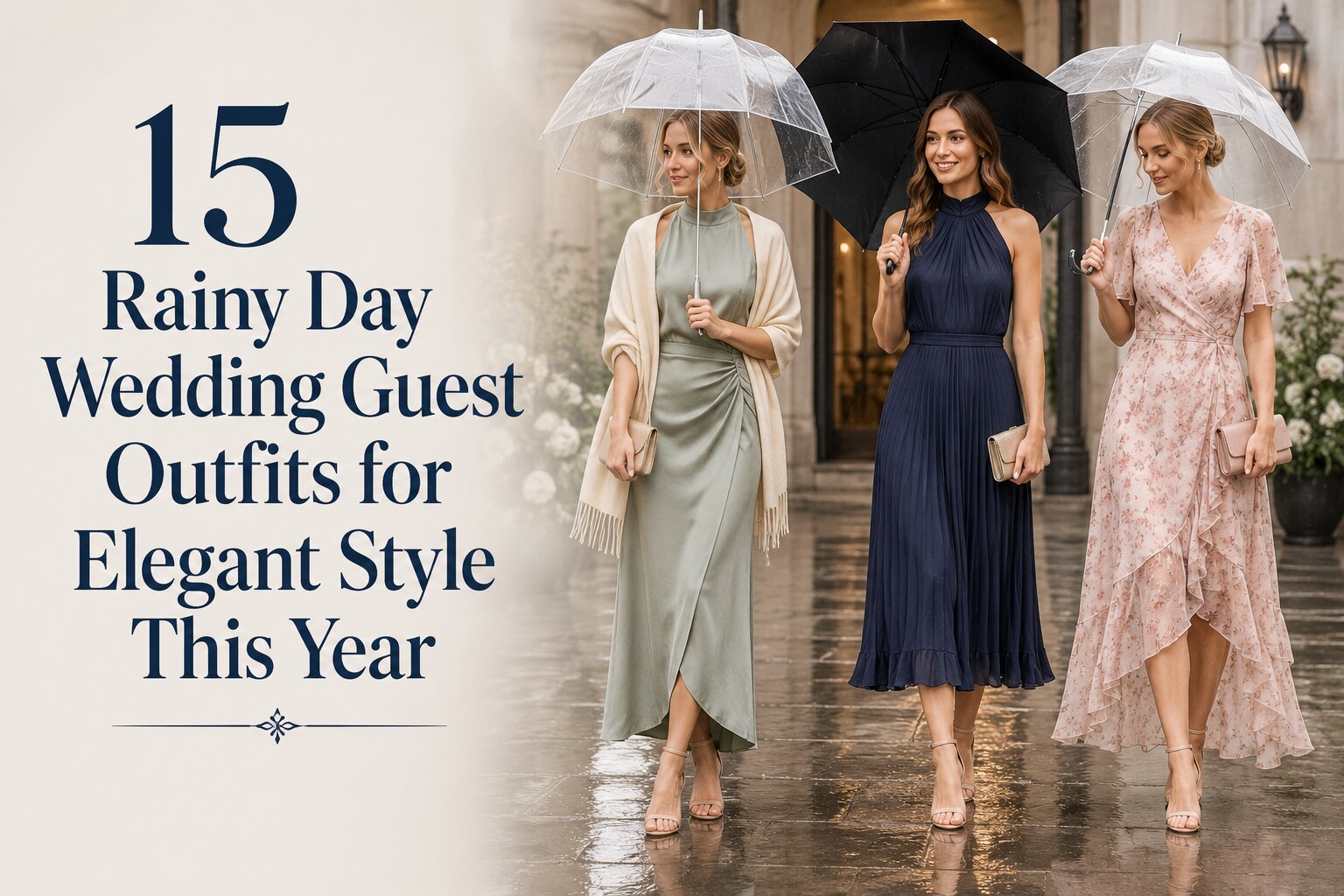 15 Rainy Day Wedding Guest Outfits for Elegant Style This Year