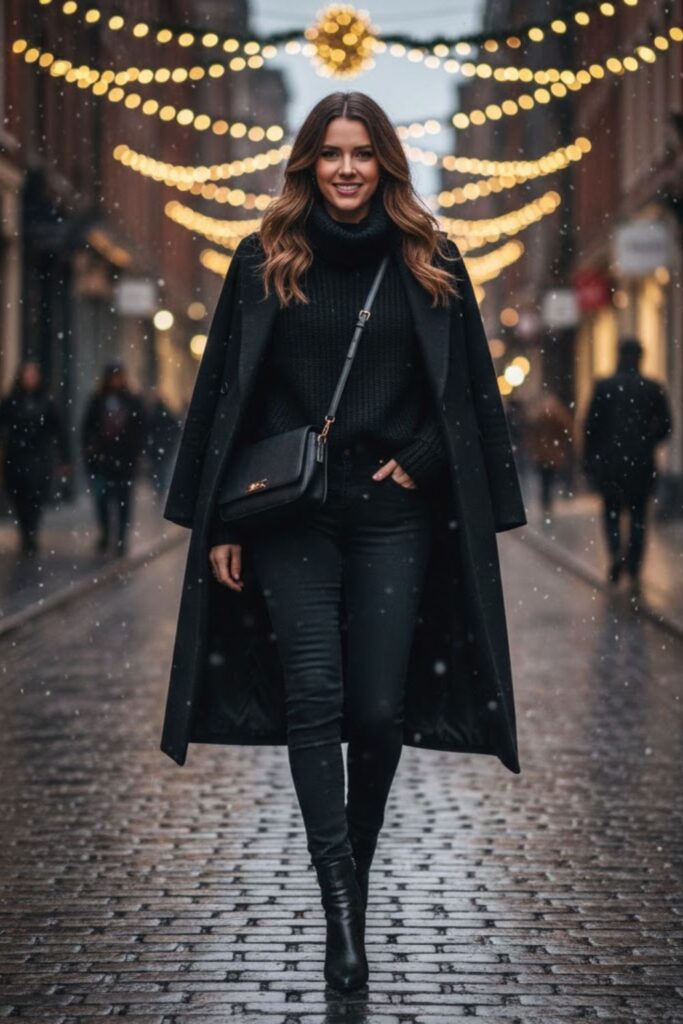 Ankle Boots with All-Black Winter Outfit