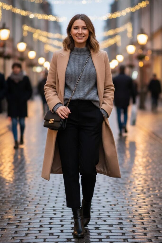  Ankle Boots with Cropped Pants and Knit Sweater