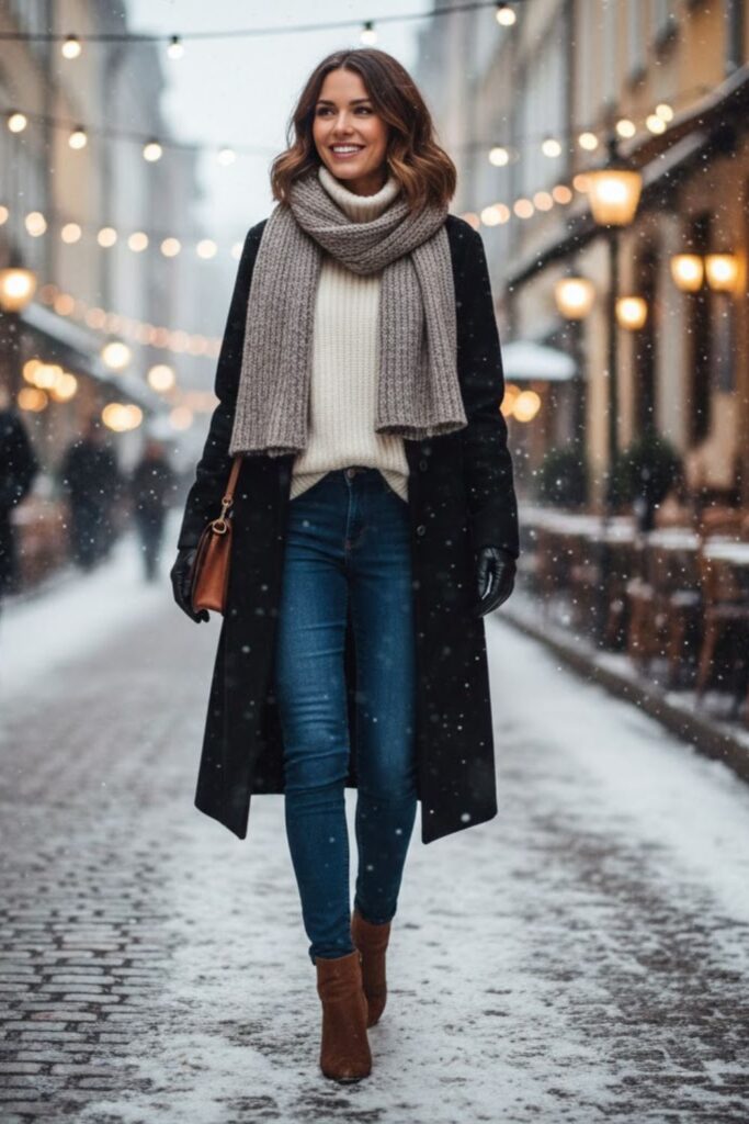 Ankle Boots with Skinny Jeans and Oversized Sweater