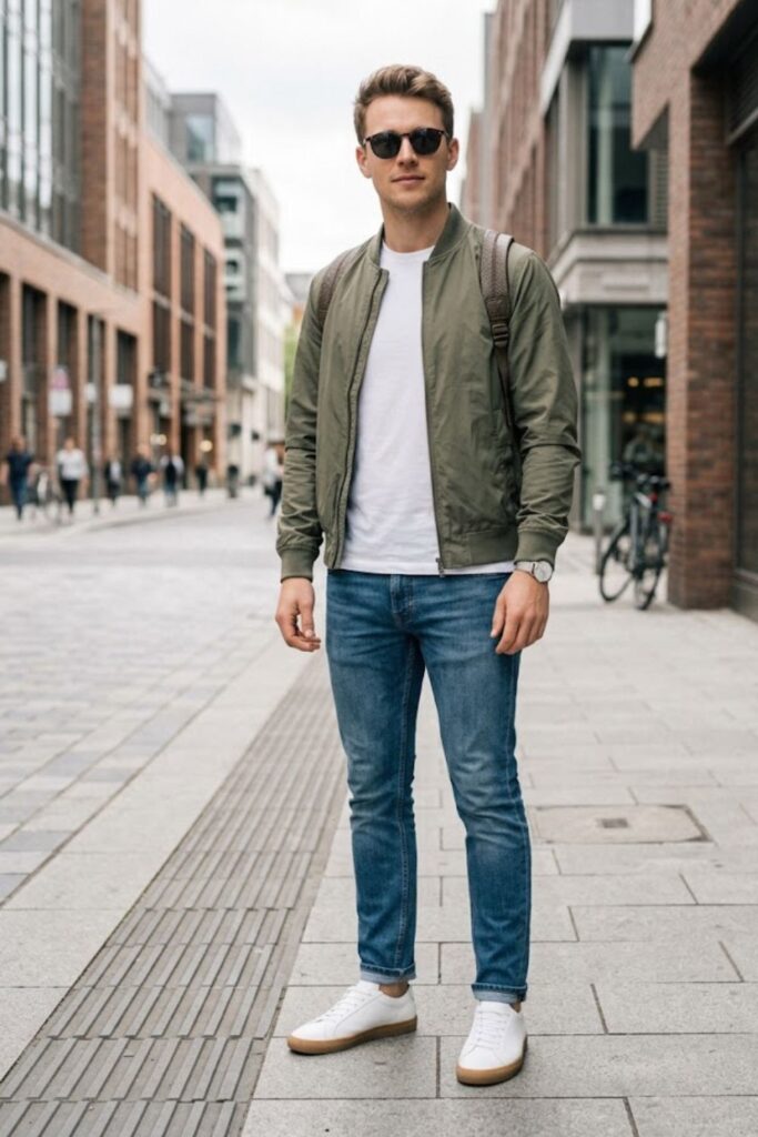 Bomber Jacket with Slim-Fit Jeans