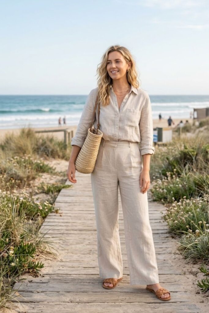  Button-Up Shirt with Linen Pants