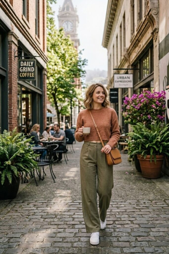 Cropped Sweater with High-Waisted Pants