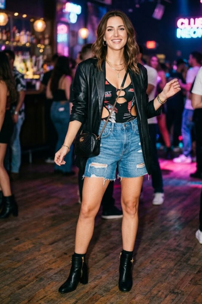 Denim Shorts with a Statement Top