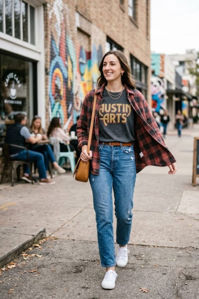 Graphic Tee with Jeans and Sneakers