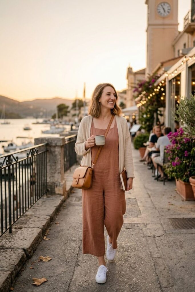 Jumpsuit with a Light Cardigan