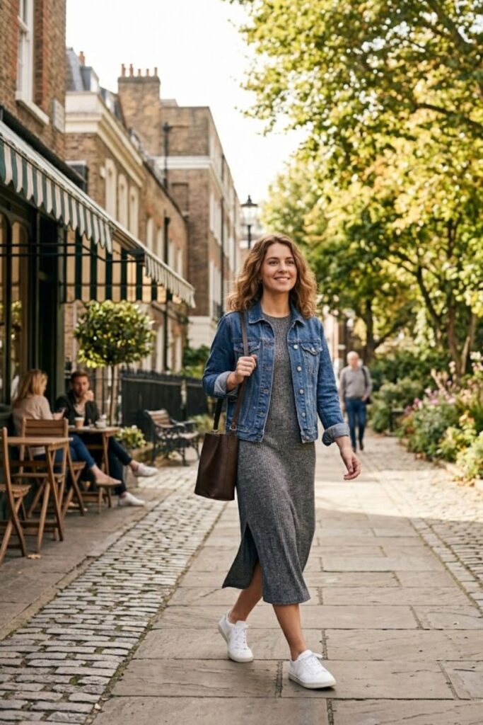 Knit Dress with Sneakers