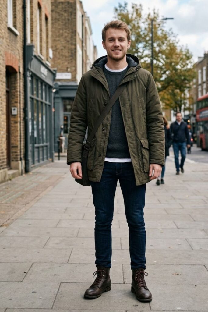 Parka with Jeans and Boots