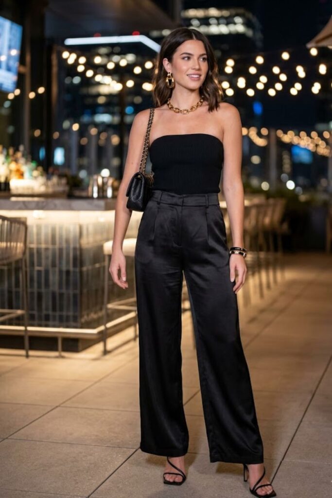 Tube Top with Wide-Leg Pants