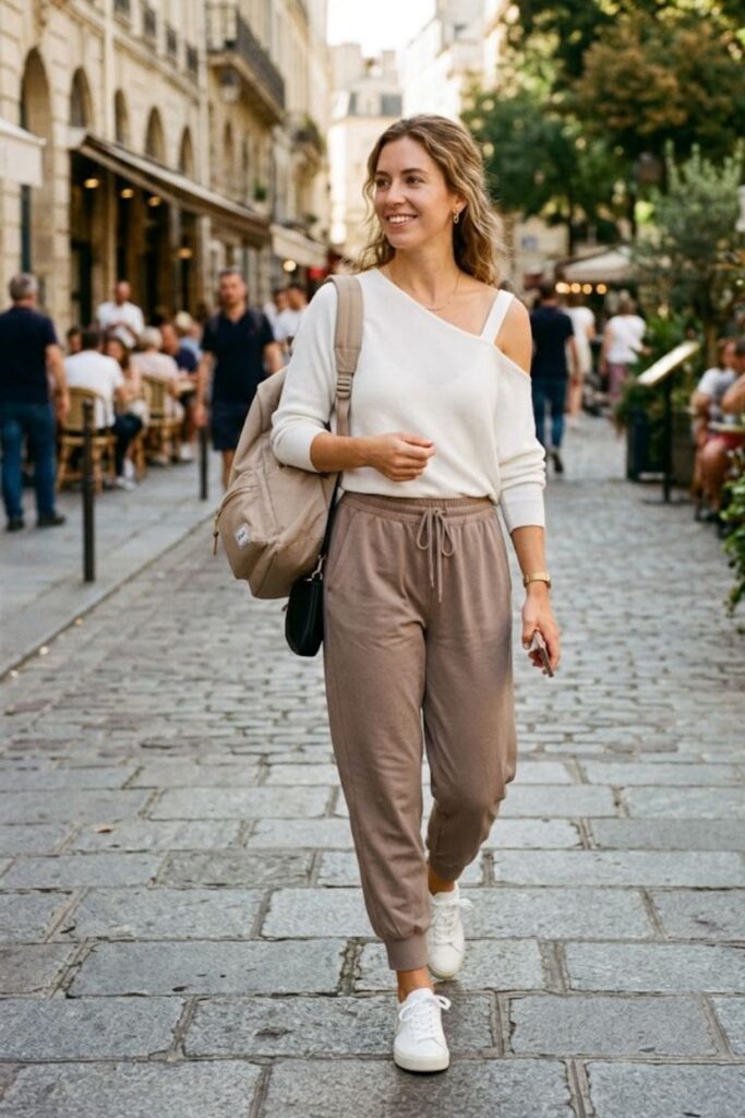 Asymmetrical Top with Relaxed Joggers