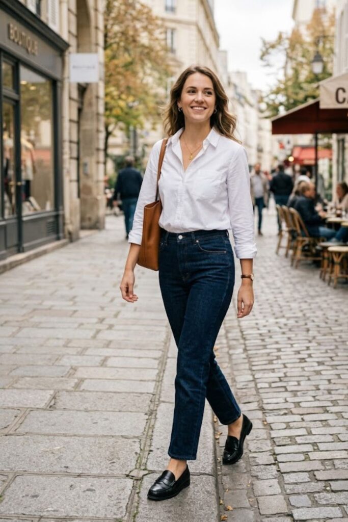 Button-Up Shirt with Dark Jeans