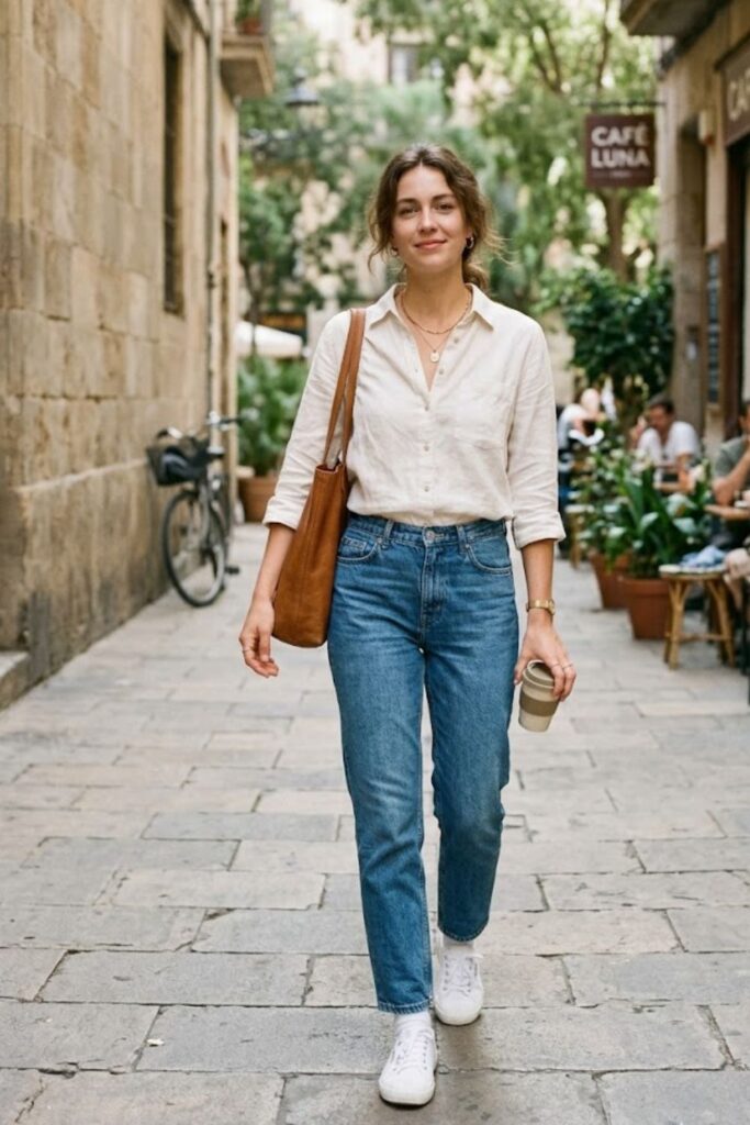 Button-Up Shirt with Rolled Sleeves