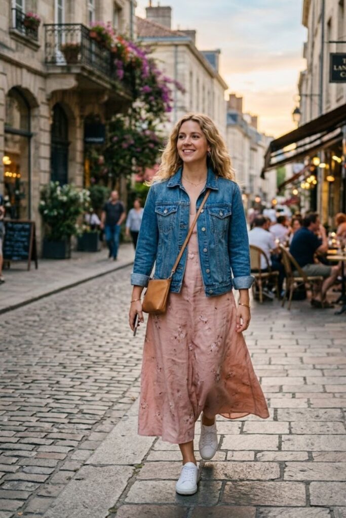 Denim Jacket with Maxi Dress